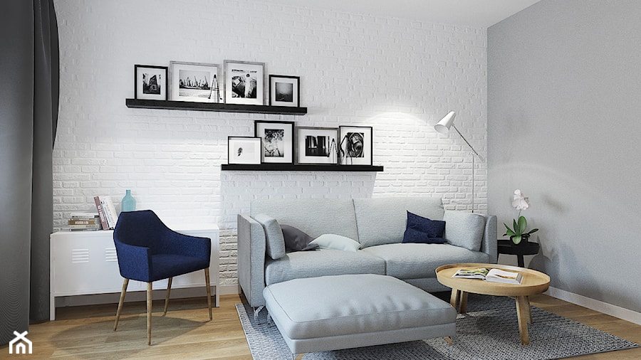 MIESZKANIE 49,5M² – POZNAŃ - Średni biały szary salon, styl skandynawski - zdjęcie od Devangari Design