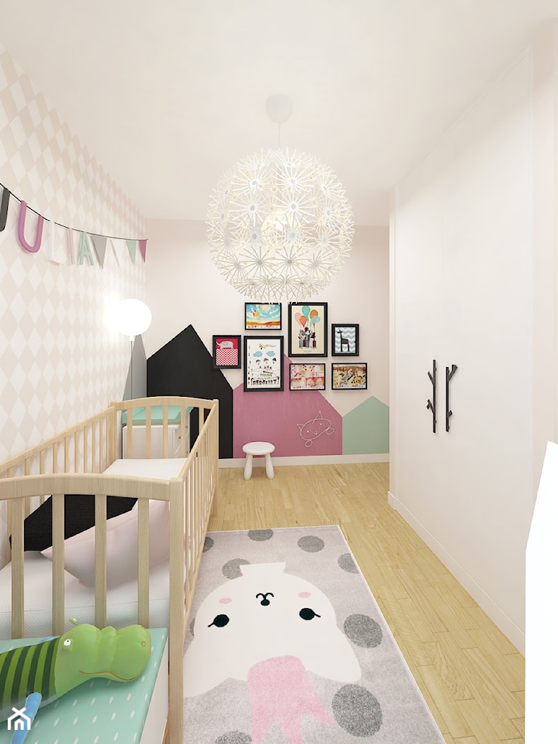 DOM 73M² – LUBOŃ K.POZNANIA - Średni beżowy czarny miętowy różowy szary pokój dziecka dla dziecka dla dziewczynki, styl skandynawski - zdjęcie od Devangari Design - Homebook