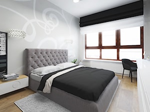 APARTAMENT 130M² – WILANÓW - Duża biała szara sypialnia, styl glamour - zdjęcie od Devangari Design