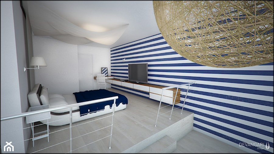 Marynistyczna sypialnia - zdjęcie od Devangari Design