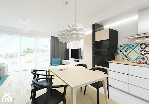 DOM 73M² – LUBOŃ K.POZNANIA - Średnia biała jadalnia w kuchni, styl skandynawski - zdjęcie od Devangari Design