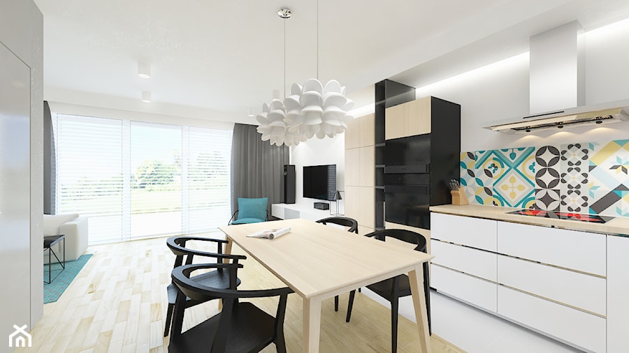 DOM 73M² – LUBOŃ K.POZNANIA - Średnia biała jadalnia w kuchni, styl skandynawski - zdjęcie od Devangari Design
