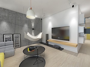 Wizualizacje | Mieszkanie 100m² Wilanów - Salon, styl industrialny - zdjęcie od Devangari Design