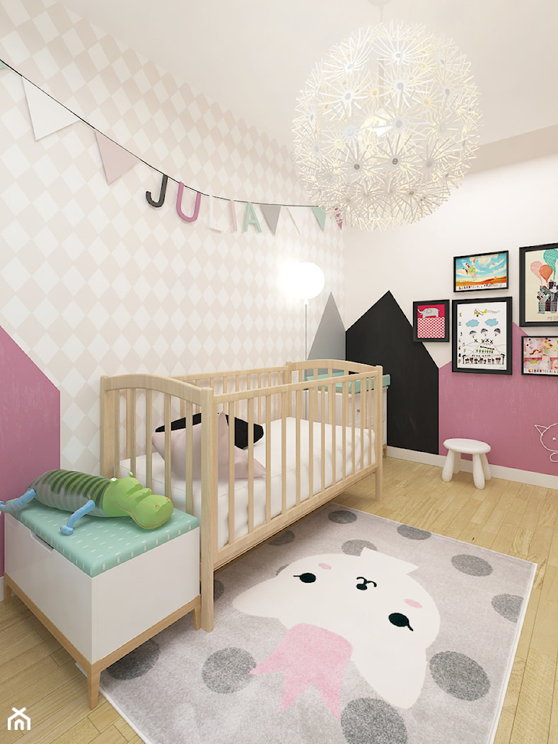 DOM 73M² – LUBOŃ K.POZNANIA - Średni beżowy różowy pokój dziecka dla niemowlaka dla dziewczynki, styl skandynawski - zdjęcie od Devangari Design - Homebook