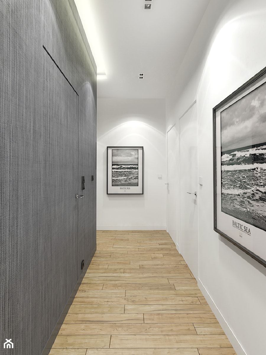APARTAMENT 130M² – WILANÓW - Średni biały szary hol / przedpokój, styl nowoczesny - zdjęcie od Devangari Design