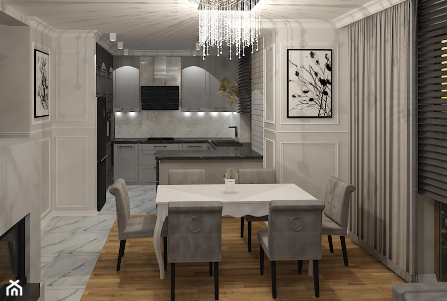 Wizualizacje wnętrz - Kuchnia, styl glamour - zdjęcie od 3D Interior Studio Projektowania Wnętrz