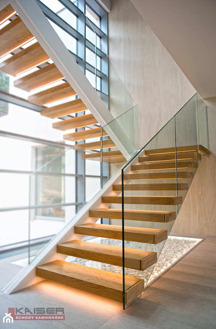 schody półkowe, wspornikowe, na profilu bocznym - Schody, styl minimalistyczny - zdjęcie od KAISER Schody - Homebook