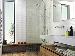 Średnia z dwoma umywalkami łazienka z oknem, styl nowoczesny - zdjęcie od Zibi_C