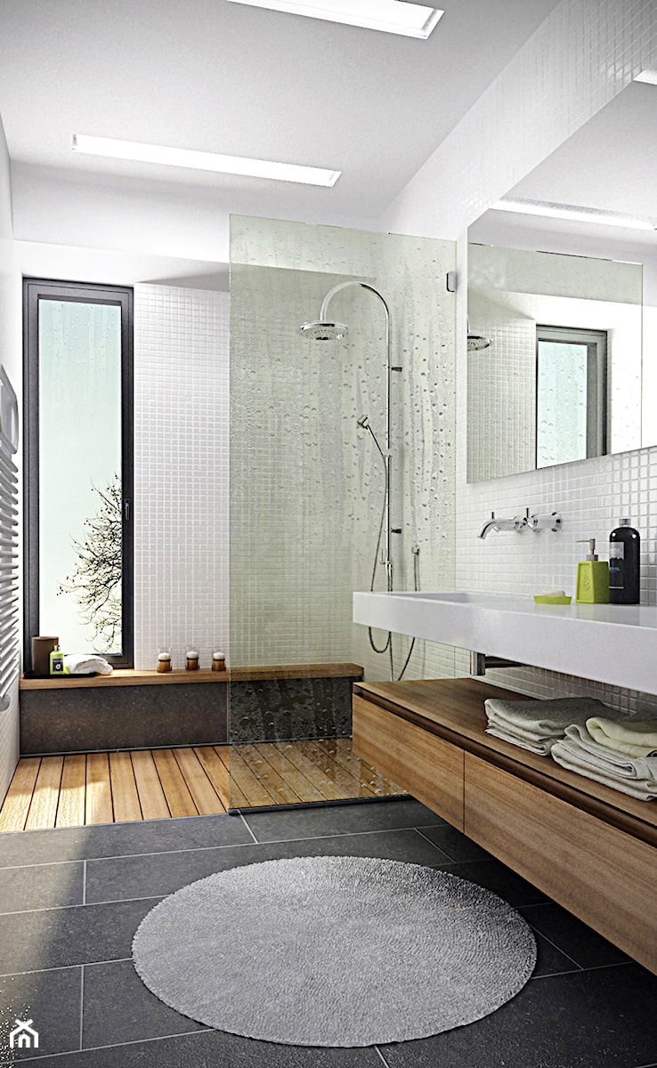 Średnia z dwoma umywalkami łazienka z oknem, styl nowoczesny - zdjęcie od Zibi_C