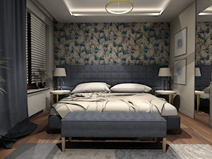 KLIMATYCZNE MIESZKANIE W KATOWICACH - Średnia niebieska szara sypialnia - zdjęcie od Magdalena Sidor