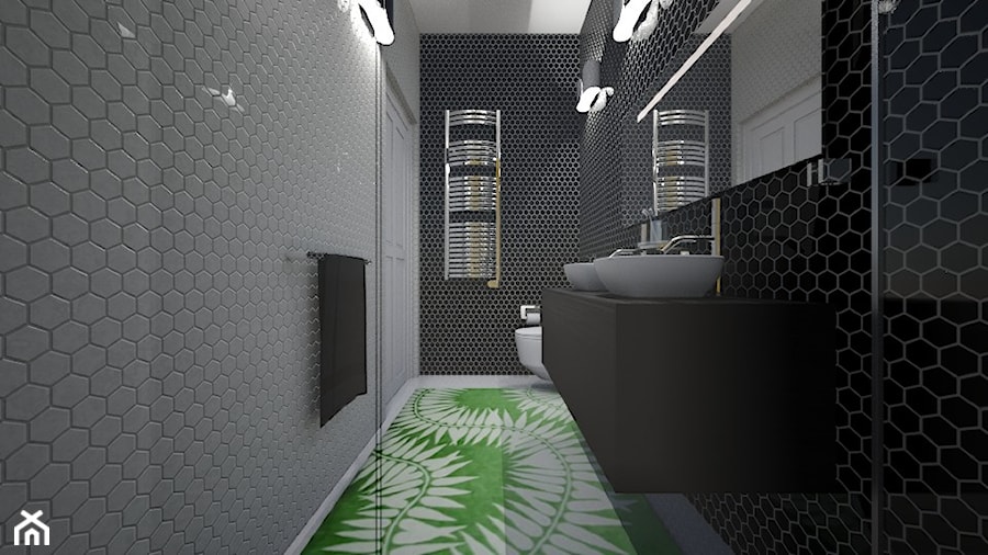 Łazienka z Prysznicem - Średnia z lustrem z dwoma umywalkami łazienka, styl nowoczesny - zdjęcie od mo-de-in-studio