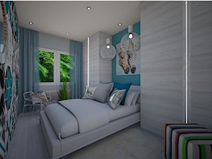 Mała Sypialnia - Średnia niebieska szara sypialnia, styl nowoczesny - zdjęcie od mo-de-in-studio