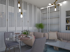 Salon z Kuchnią - Mały biały szary salon z jadalnią, styl nowoczesny - zdjęcie od mo-de-in-studio