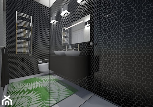Łazienka z Prysznicem - Średnia bez okna z lustrem z dwoma umywalkami łazienka, styl nowoczesny - zdjęcie od mo-de-in-studio