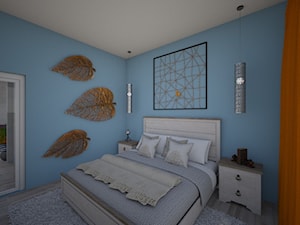 Salon, Kuchnia, Sypialnia - Średnia niebieska sypialnia, styl nowoczesny - zdjęcie od mo-de-in-studio