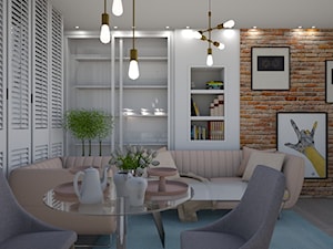 Salon z Kuchnią - Mały biały salon z jadalnią, styl nowoczesny - zdjęcie od mo-de-in-studio