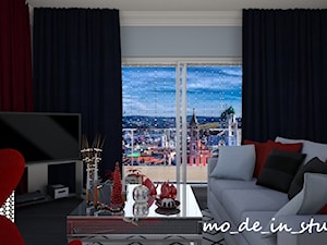 Salon Glamour - Mały szary salon z tarasem / balkonem, styl nowoczesny - zdjęcie od mo-de-in-studio