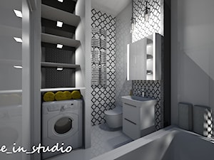 Mała łazienka - Mała bez okna z pralką / suszarką z lustrem łazienka, styl skandynawski - zdjęcie od mo-de-in-studio