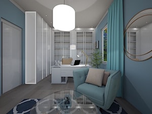 Gabinet - Duże w osobnym pomieszczeniu niebieskie biuro, styl nowoczesny - zdjęcie od mo-de-in-studio