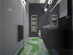 Łazienka z Prysznicem - Mała bez okna z lustrem z dwoma umywalkami łazienka, styl nowoczesny - zdjęcie od mo-de-in-studio
