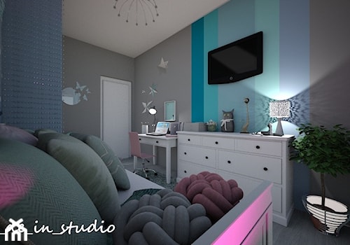 Pokój dla Dziewczynki - Średni czarny niebieski pokój dziecka dla dziecka dla nastolatka dla chłopca dla dziewczynki, styl nowoczesny - zdjęcie od mo-de-in-studio