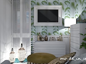 Mały Salon - Mały biały zielony salon, styl nowoczesny - zdjęcie od mo-de-in-studio