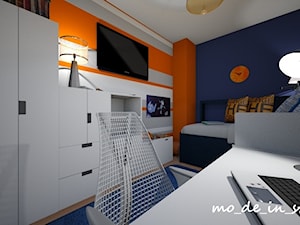 Pokój dla Chłopca - Średni biały fioletowy pomarańczowy niebieski pokój dziecka dla chłopca, styl nowoczesny - zdjęcie od mo-de-in-studio