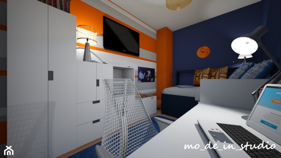 Pokój dla Chłopca - Średni biały fioletowy pomarańczowy niebieski pokój dziecka dla chłopca, styl nowoczesny - zdjęcie od mo-de-in-studio  - Homebook