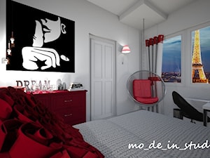 Pokój dla Nastolatki - Średni biały czarny pokój dziecka dla nastolatka dla dziewczynki, styl nowoczesny - zdjęcie od mo-de-in-studio