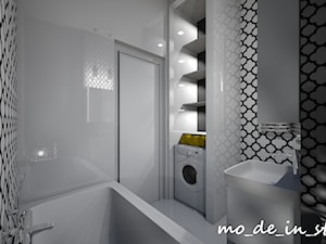 Mała łazienka - Średnia bez okna z pralką / suszarką z punktowym oświetleniem łazienka, styl skandynawski - zdjęcie od mo-de-in-studio