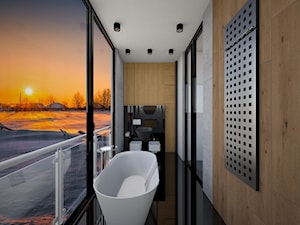 Sypialnia z Łazienką - Duża z punktowym oświetleniem łazienka z oknem, styl nowoczesny - zdjęcie od mo-de-in-studio
