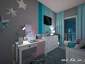 Pokój dla Dziewczynki - Średni czarny niebieski pokój dziecka dla nastolatka dla dziewczynki, styl nowoczesny - zdjęcie od mo-de-in-studio