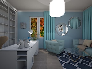Gabinet - Średnie w osobnym pomieszczeniu z sofą niebieskie biuro, styl nowoczesny - zdjęcie od mo-de-in-studio