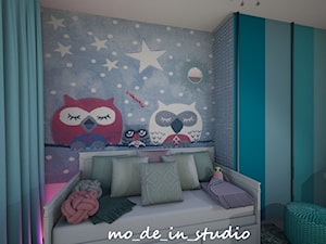 Pokój dla Dziewczynki - Mały brązowy niebieski pokój dziecka dla dziecka dla nastolatka dla dziewczynki, styl nowoczesny - zdjęcie od mo-de-in-studio