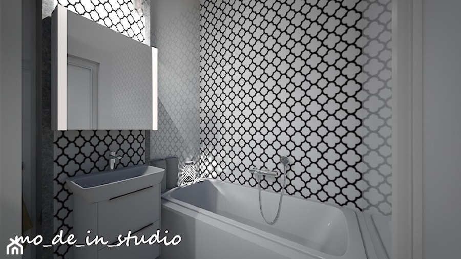 Mała łazienka - Mała bez okna z lustrem łazienka, styl skandynawski - zdjęcie od mo-de-in-studio