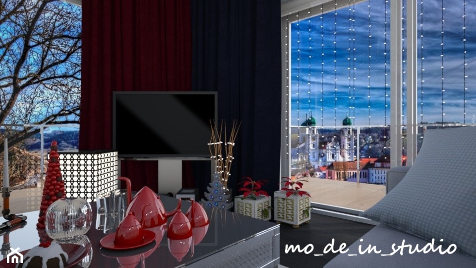 Salon Glamour - Średni szary salon z tarasem / balkonem, styl nowoczesny - zdjęcie od mo-de-in-studio  - Homebook