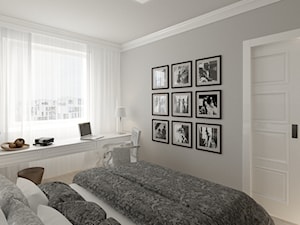 APARTAMENT 40m WARSZAWA - Średnia szara z biurkiem sypialnia, styl vintage - zdjęcie od THE VIBE