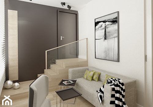 DOM W STYLU EKO WARSZAWA URSUS - Średnie w osobnym pomieszczeniu z sofą czarne szare biuro, styl minimalistyczny - zdjęcie od THE VIBE