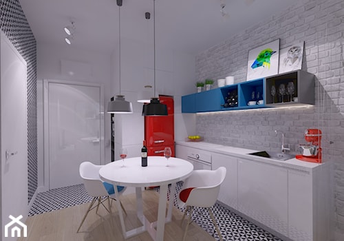 MIESZKANIE DO WYNAJĘCIA 31m2 WARSZAWA - Średnia szara jadalnia w kuchni, styl industrialny - zdjęcie od THE VIBE