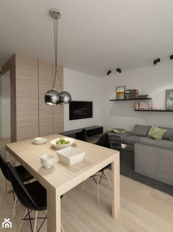 APARTAMENT 50m PUŁAWY - Duża szara jadalnia w salonie, styl nowoczesny - zdjęcie od THE VIBE