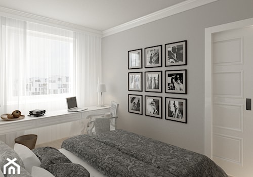APARTAMENT 38 m WARSZAWA - Średnia szara z biurkiem sypialnia, styl industrialny - zdjęcie od THE VIBE