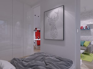 MIESZKANIE DO WYNAJĘCIA 31m2 WARSZAWA - Mała biała sypialnia, styl industrialny - zdjęcie od THE VIBE