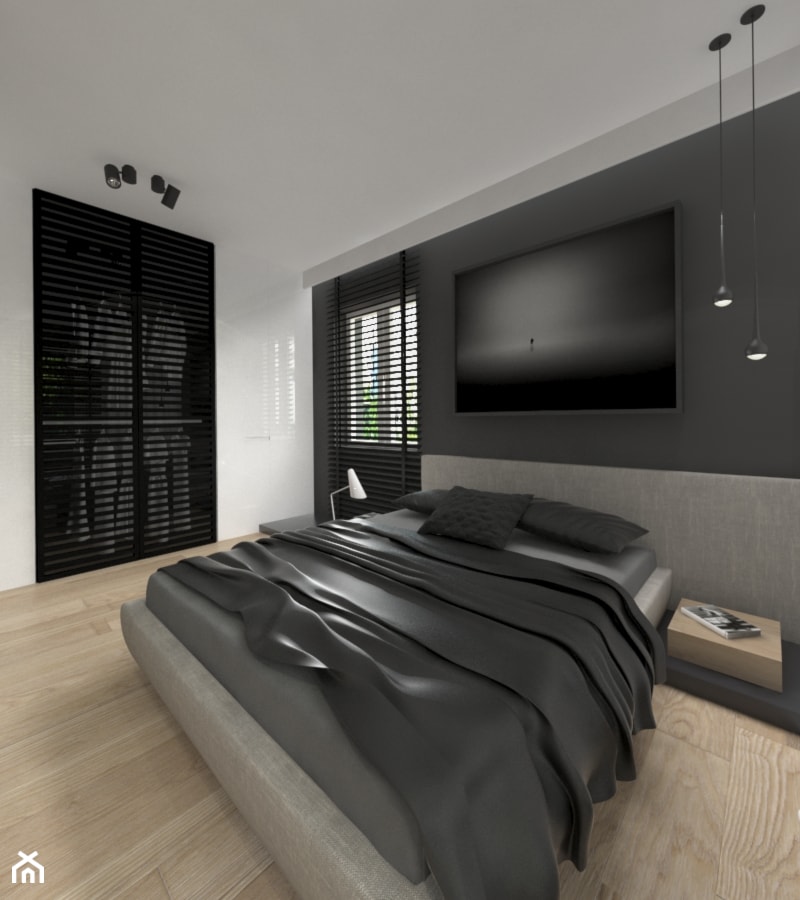 APARTAMENT 100 m WARSZAWA - Średnia szara sypialnia, styl minimalistyczny - zdjęcie od THE VIBE