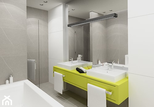 DOM W STYLU EKO WARSZAWA URSUS - Średnia bez okna z dwoma umywalkami łazienka, styl nowoczesny - zdjęcie od THE VIBE