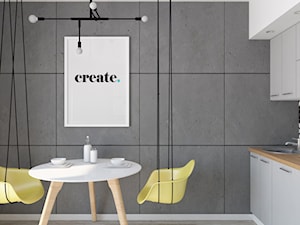 "Betonowe" mieszkanie z kolorowymi dodatkami - Mała szara jadalnia w kuchni, styl nowoczesny - zdjęcie od Illa Design