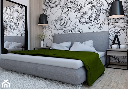 Mieszkanie skandynawski z motywem roślinnym - Mała sypialnia, styl skandynawski - zdjęcie od Illa Design