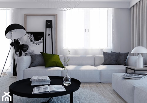 Mieszkanie skandynawski z motywem roślinnym - Mały biały salon, styl skandynawski - zdjęcie od Illa Design