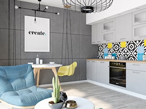 "Betonowe" mieszkanie z kolorowymi dodatkami - Kuchnia, styl nowoczesny - zdjęcie od Illa Design