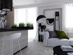 Mieszkanie skandynawski z motywem roślinnym - Średni biały salon z jadalnią, styl skandynawski - zdjęcie od Illa Design