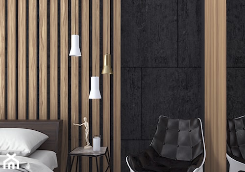 Mieszkanie w czarno - białych tonacjach - Średnia czarna sypialnia, styl nowoczesny - zdjęcie od Illa Design